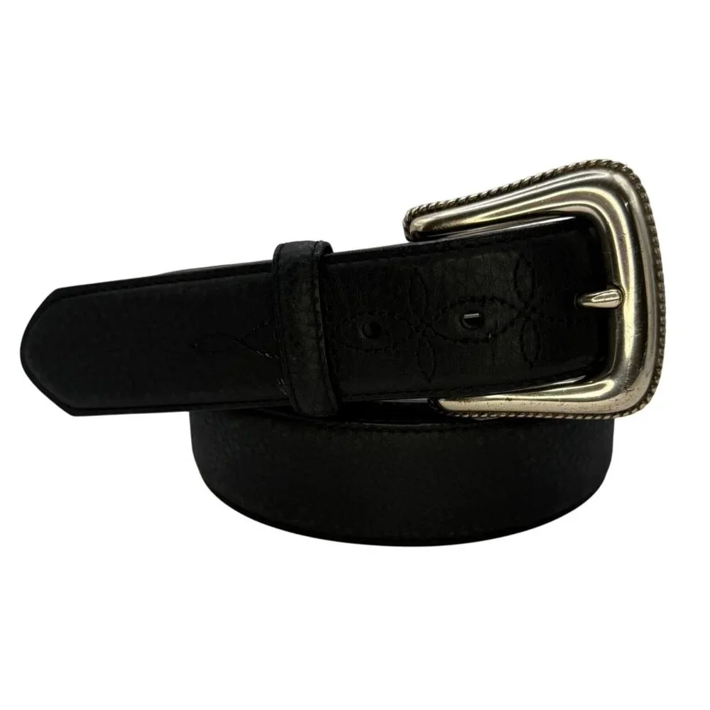 Resistol Unisex Black Leather Belt sz 50 Western Style Fits 47–51